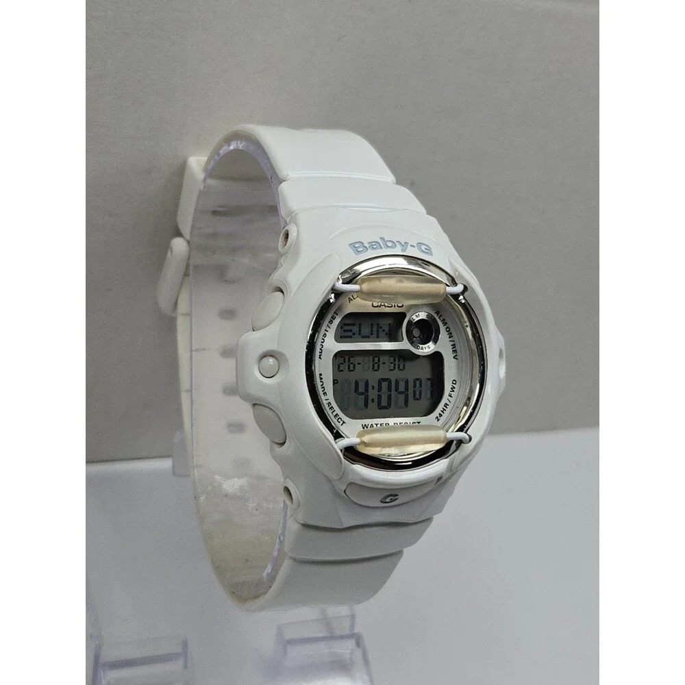 Casio Baby G Shock White Silver Digital Womens Y2K Sports 43mm Watch Alarm Timer